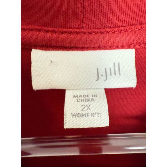 J. Jill Women's Pullover Knit Top Red Long Sleeve Mock Neck 2X Casual Solid Comf - Picture 2 of 4